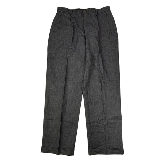 Nautica Rigger Wool Gray Double Pleated Cuffed Classic Fit Trousers 34x30 NEW - Picture 1 of 16